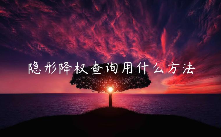 隱形降權(quán)查詢用什么方法